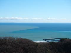 色の混ざった海