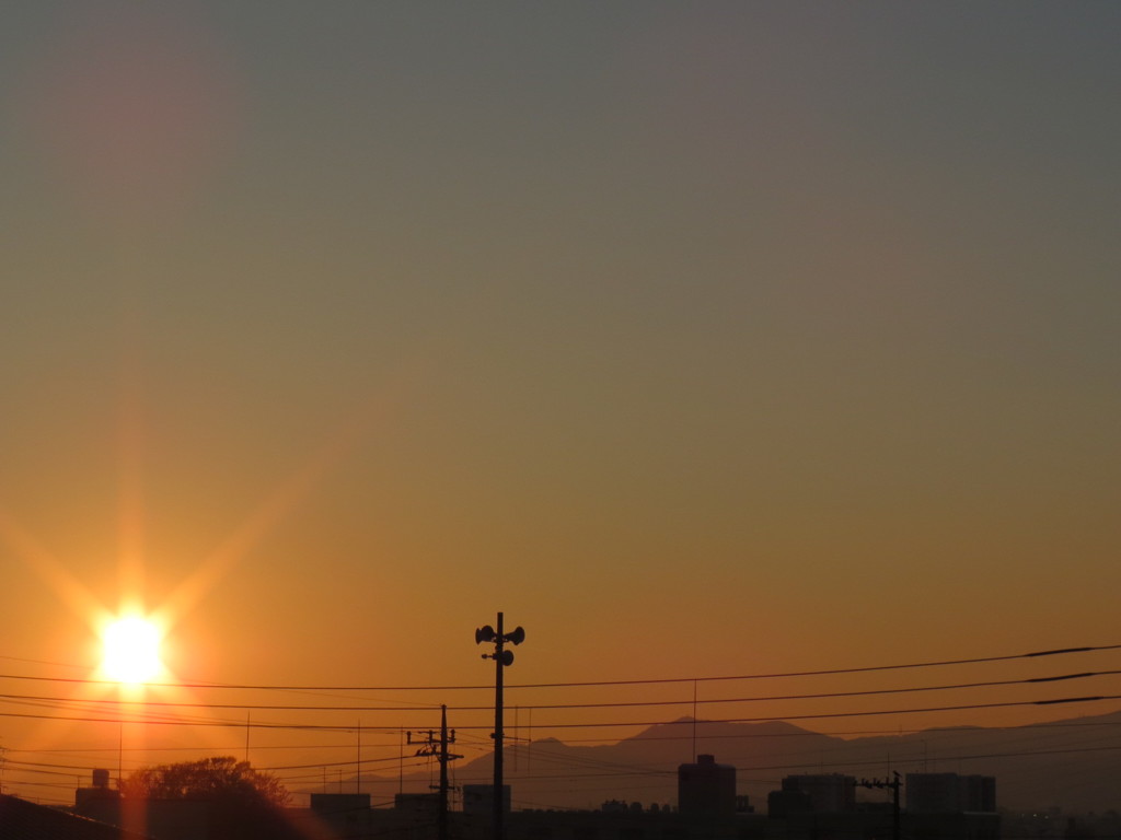 自宅から見える夕日