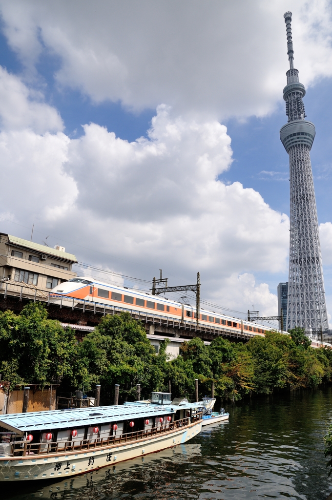 スカイツリーと東武100系スペーシア
