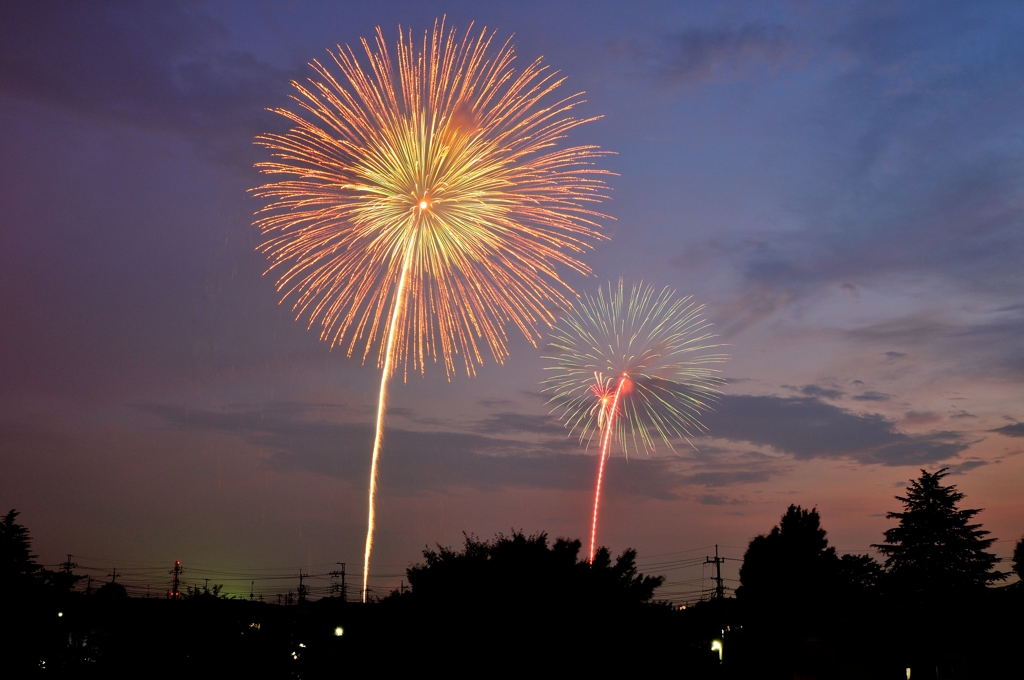 自宅のベランダから花火鑑賞①