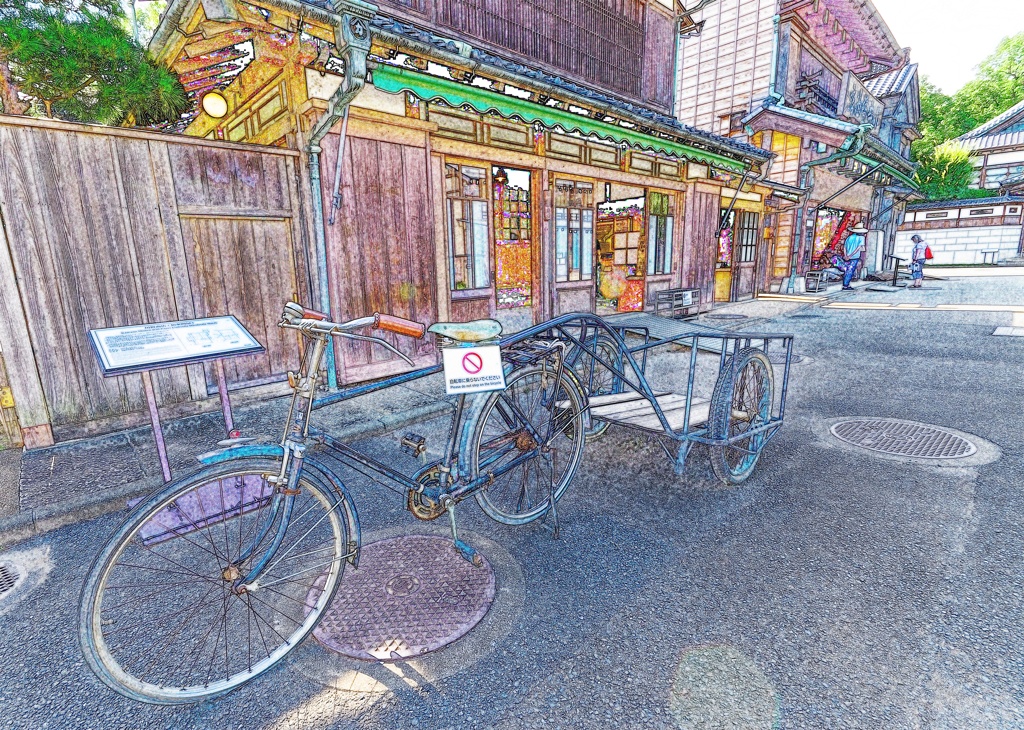 川野商店前 スケッチ風に　（江戸東京たてもの園 東ゾーン）