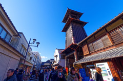 日曜の賑わい　時の鐘　川越にて