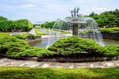 カナールと噴水　国営昭和記念公園にて