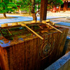 松陰神社の手水舎に卍　（山口県萩市）