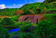 三見橋（眼鏡橋）のある風景　(山口県 萩市 )