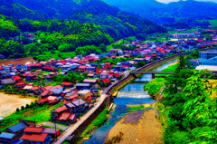 津和野町中心部 遠望（島根県）