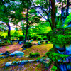 苔むす灯篭と枯山水（萩市萩城跡）