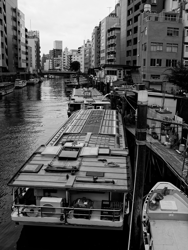 屋形船のある風景③　浅草橋神田川にて 
