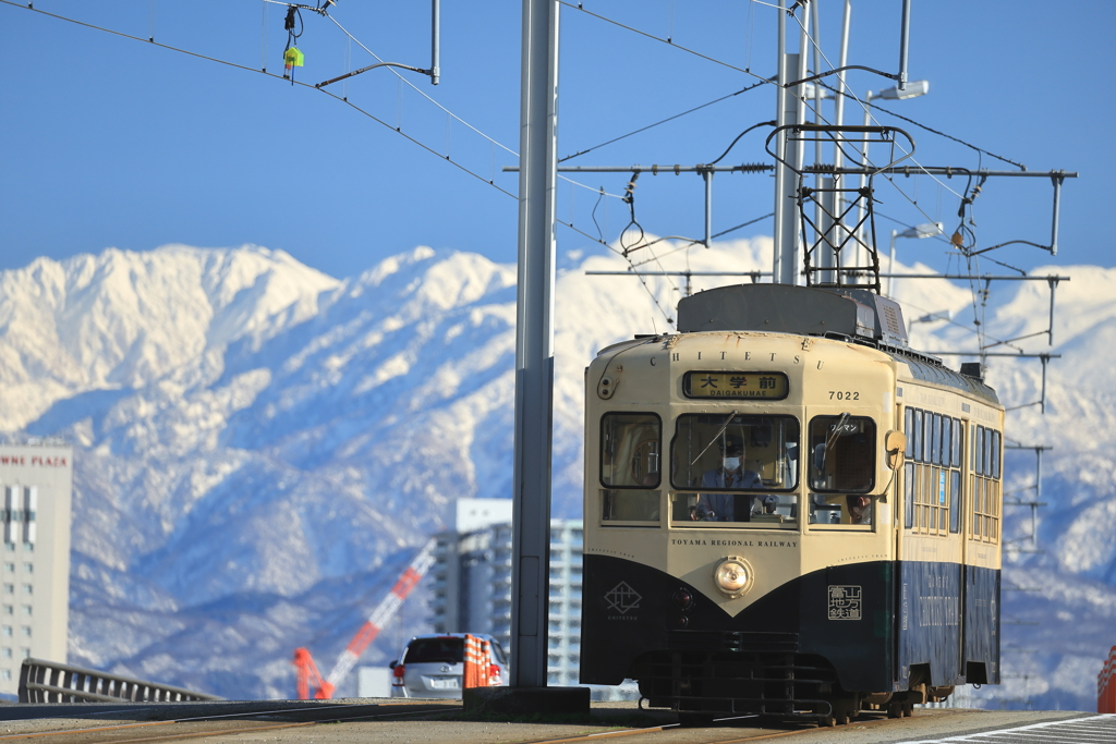 富山軌道線／山並み風景