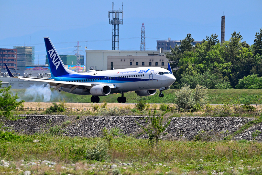 富山空港ANA着