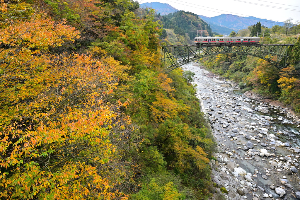 紅葉鉄橋立山線