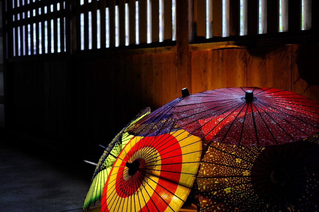 回廊を彩る和傘