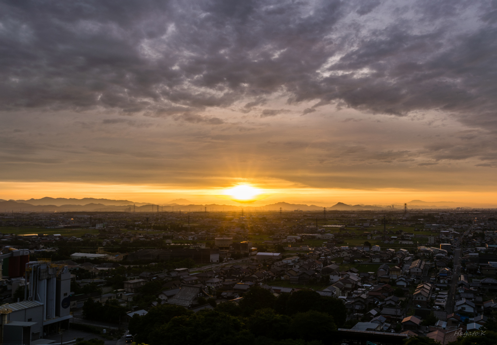 朝日を浴びて