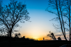 河川敷の夕日