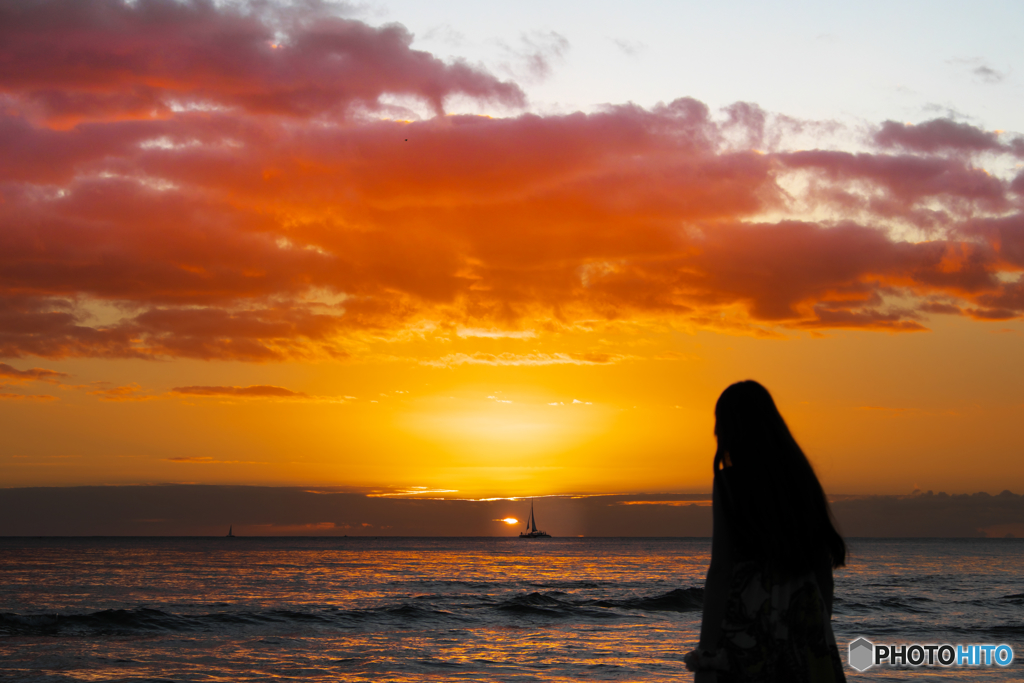 夕日を見つめて