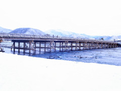 雪景・渡月橋