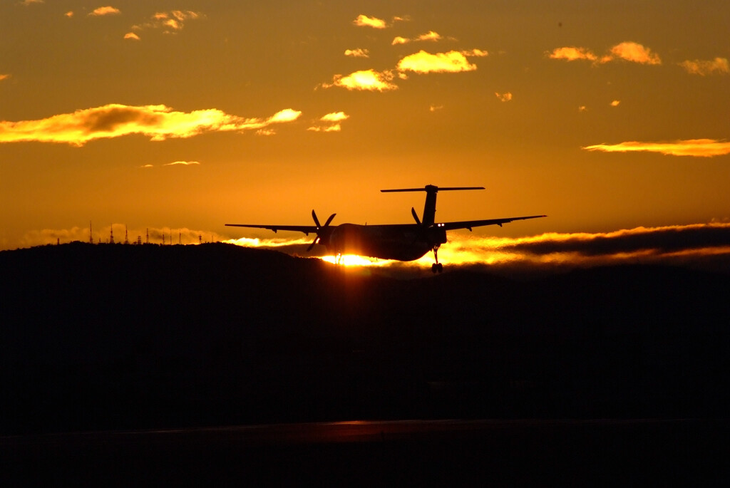 睦月の朝焼け✈Bombardier DHC-8-400
