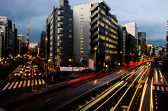 東京タワーと光跡