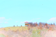 冬日和の里山...水彩画風-1