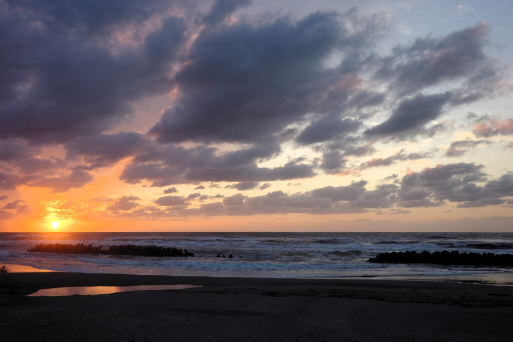 湯野浜夕暮れの雲