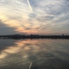 湖畔の夕焼け