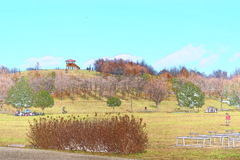 冬日和の里山...水彩画風-2