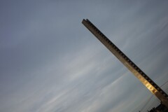 夕日に照らされ輝く