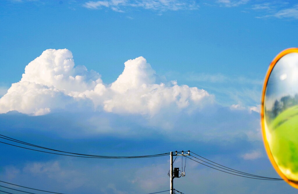 田から見た夏空