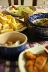 ポテト山盛りのばんごはん