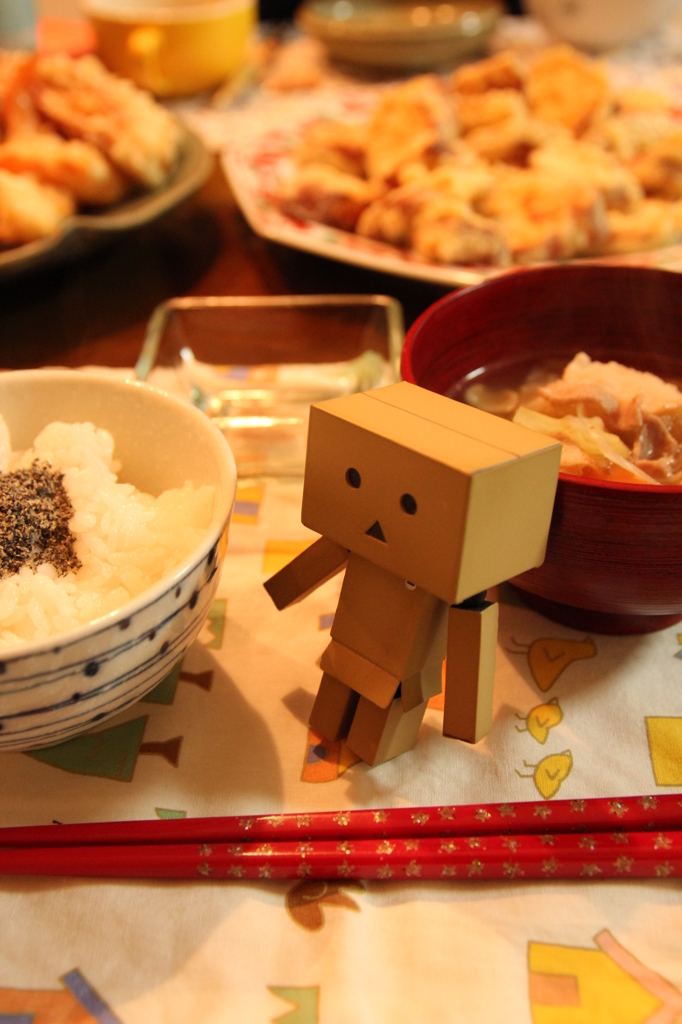 豚汁とてんぷらのばんごはん