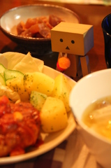 トマト煮込みハンバーグのばんごはん