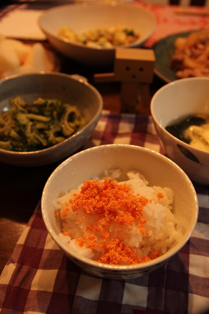 たらこにんじんふりかけのばんごはん