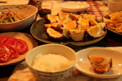 たまごいりつくねの晩御飯