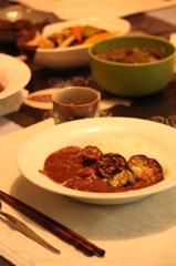 茄子カレーの昼ごはん＠実家めし