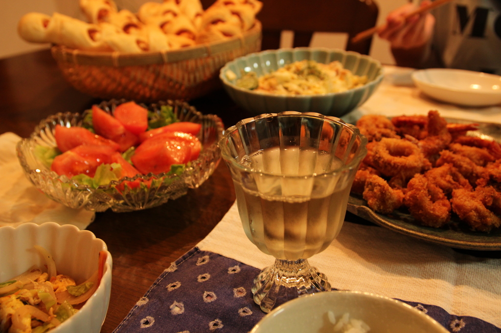 イカと海老のフライのばんごはん