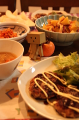 おこのみハンバーグのばんごはん　ダンボーがんばれ♫