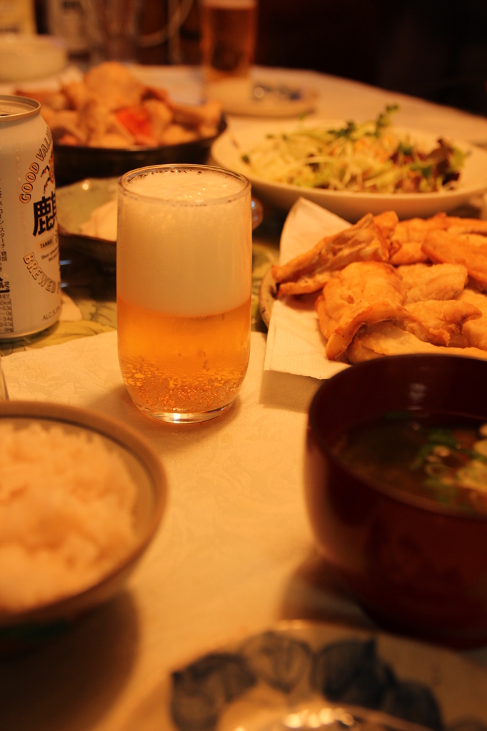 太刀魚のからあげのばんごはん