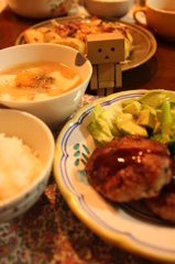 ハンバーグと豚汁のばんごはん