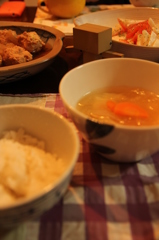 かぶとトマトのわさびドレッシングさらだ＆鶏つくねと大根の炊いたん