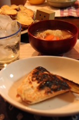 ぶりのかまと豚汁のばんごはん