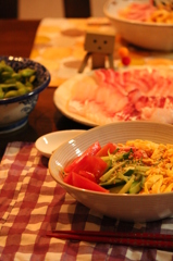 冷やし中華と鯛のお刺身の晩ご飯　もう生麺なしではいられない。