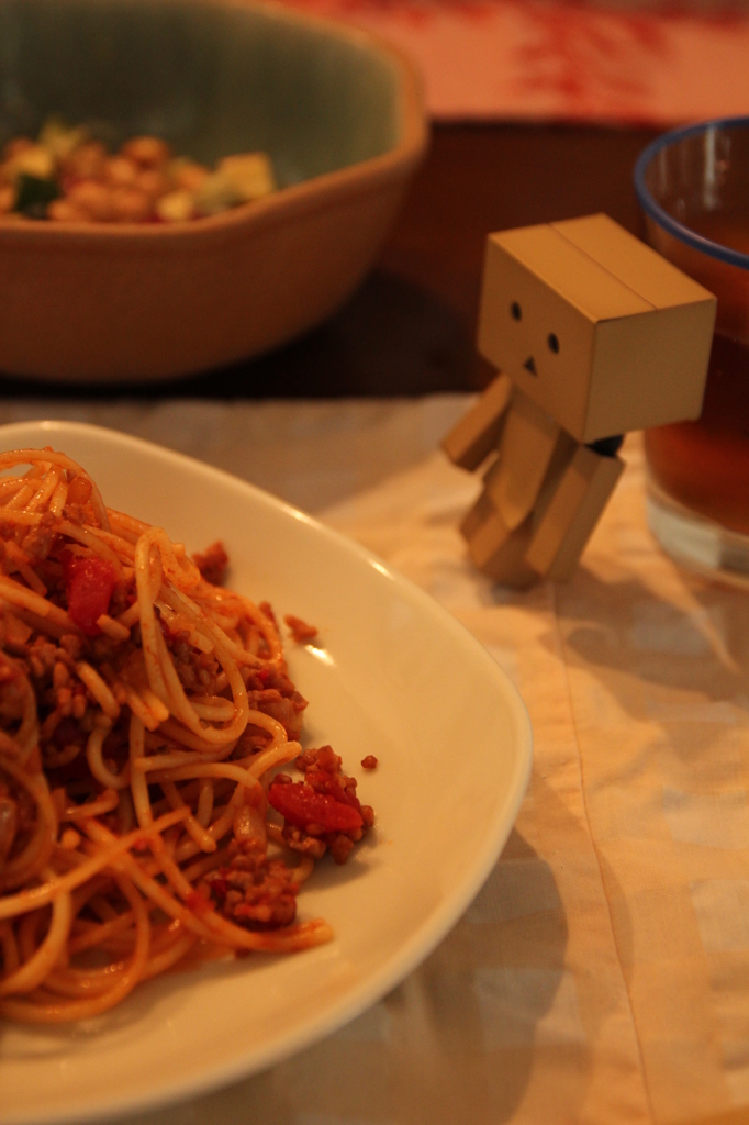 ミートソーススパのおひるごはん