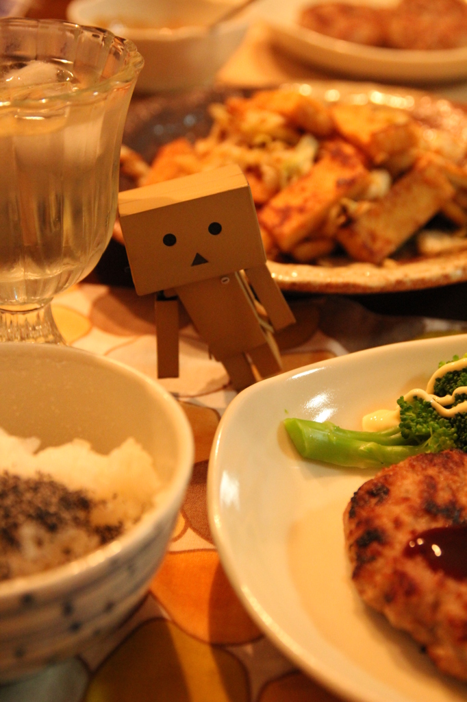 焼きキャベツとおあげさんのナムルのばんごはん