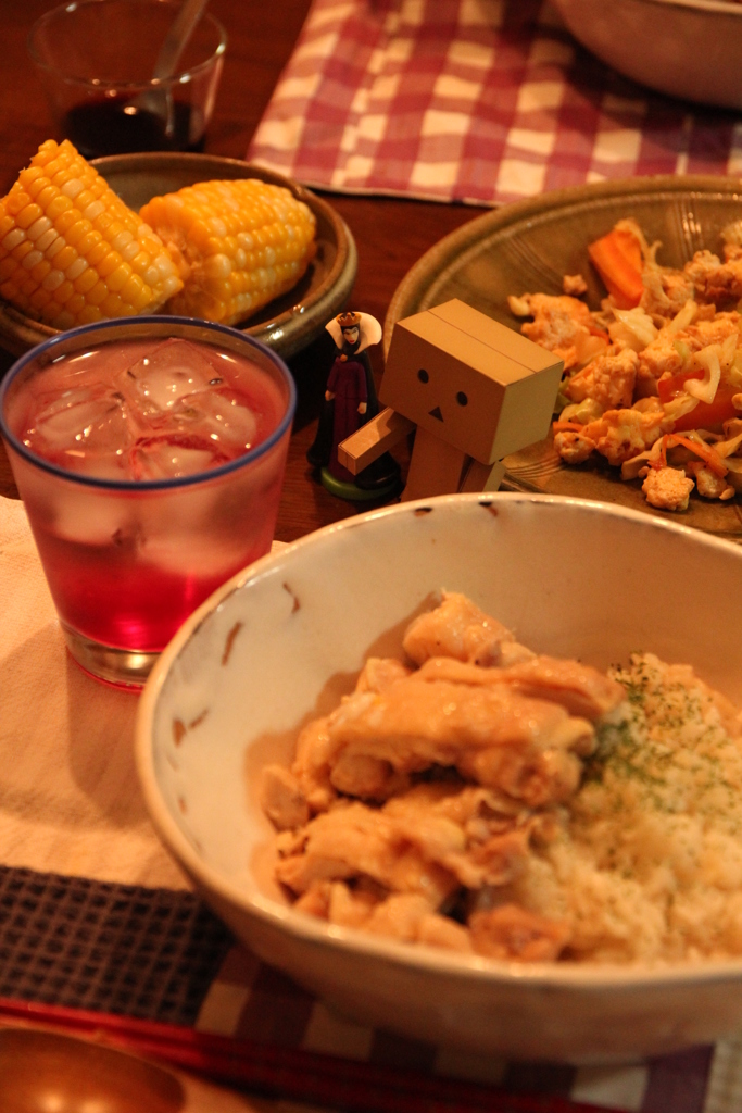鶏ピラフの晩ごはん