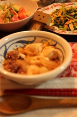すき焼き風肉豆腐のばんごはん