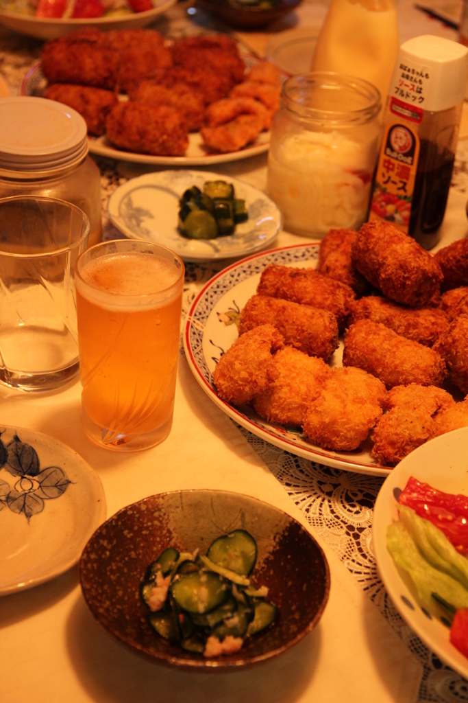 コロッケの晩ごはん＠実家メシ