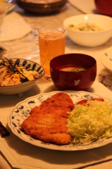 とんかつの晩ごはん＠実家