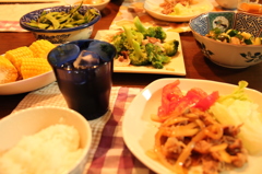 豚と玉ねぎの生姜焼きの晩御飯