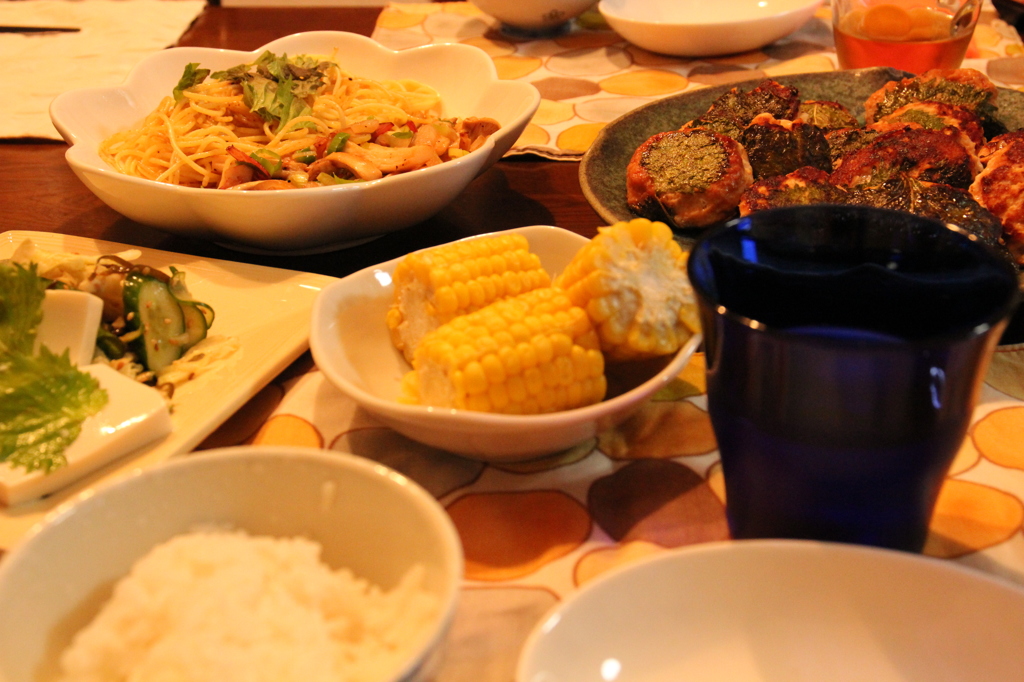 しそ巻鶏つくねのばんごはん