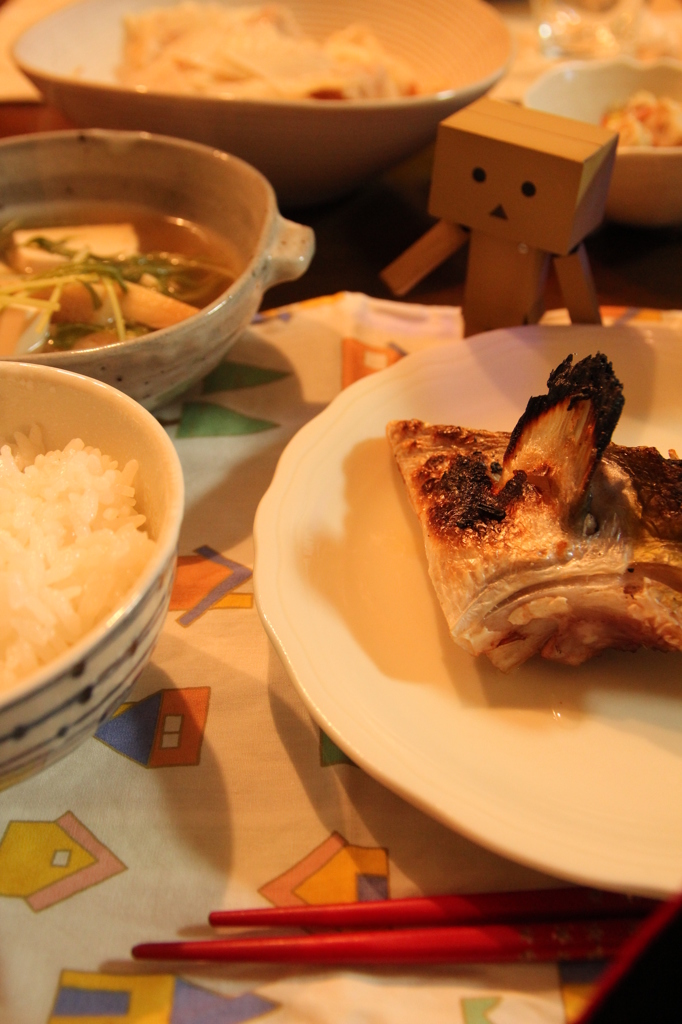 ぶりかまと水菜のはりはり風のばんごはん